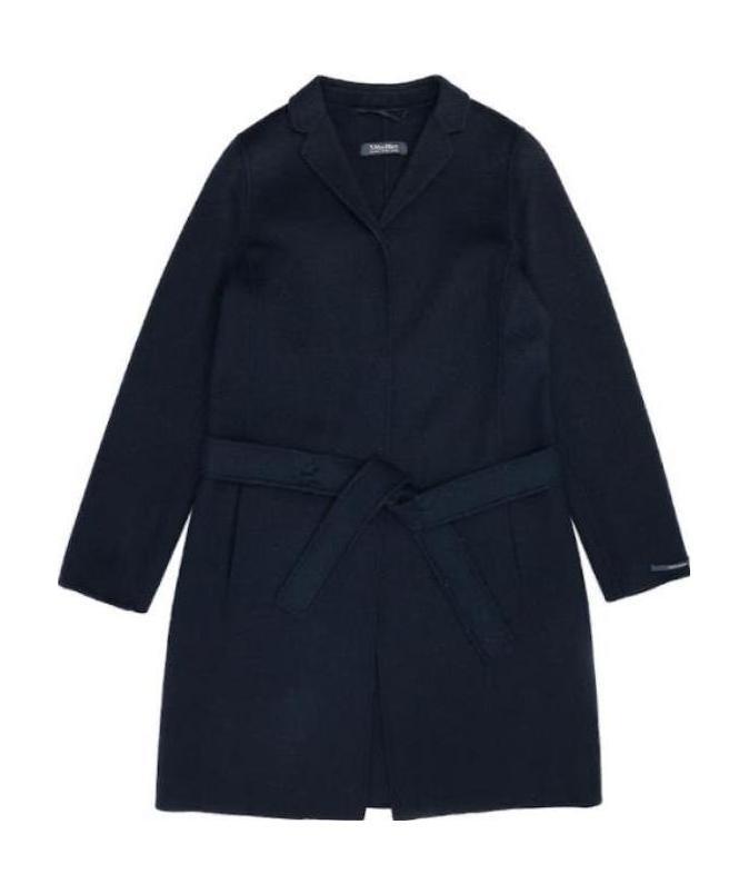 Max Mara Logo Coat In Blue