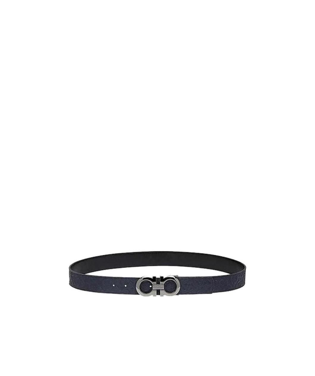 Ferragamo Adjustable Reversible Leather Belt With Metal Buckle In Black