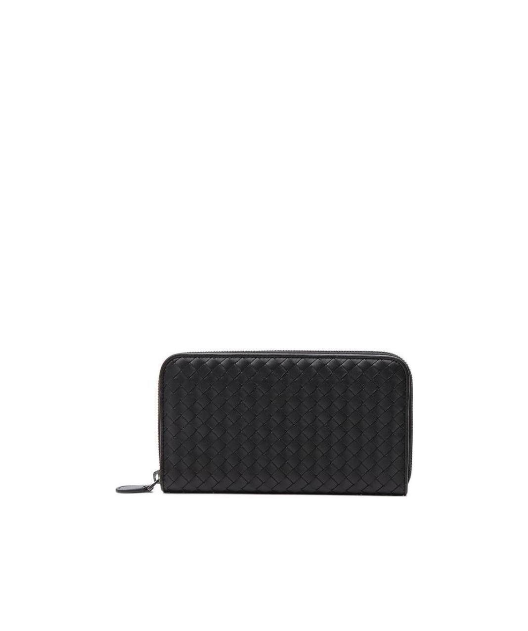 Bottega Veneta Intracciato Piccolo Woven Wrap-around Zipper Wallet In Black