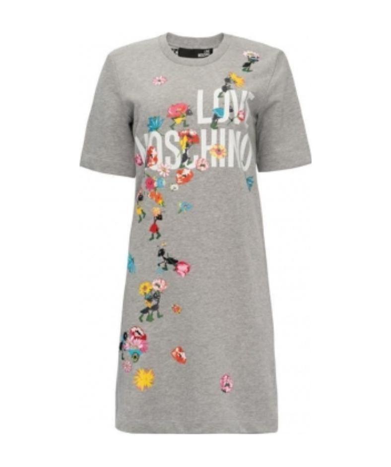 Moschino A Printed Dress In Gray