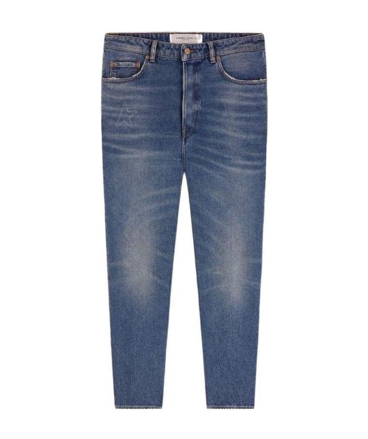 Golden Goose Deluxe Brand Washed Effect Straight Leg Jeans In Blue