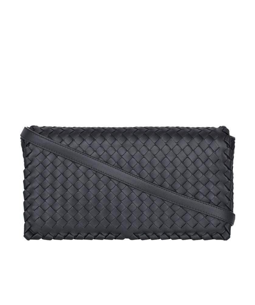 Bottega Veneta Intrecciato Woven Shoulder Bag In Black