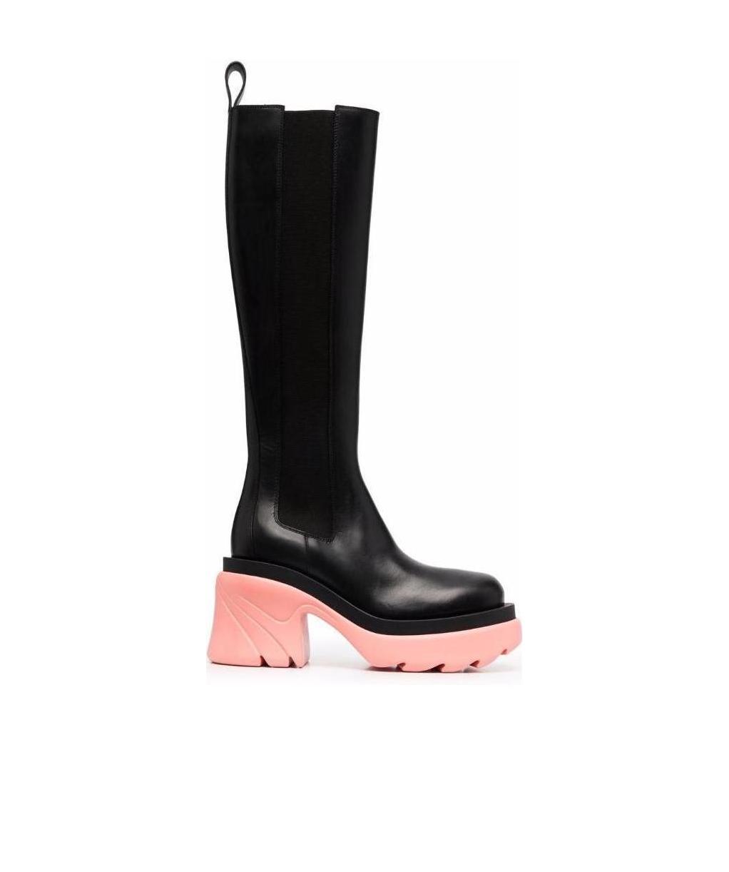 Bottega Veneta 95mm Flash Leather Tall Boots In Black