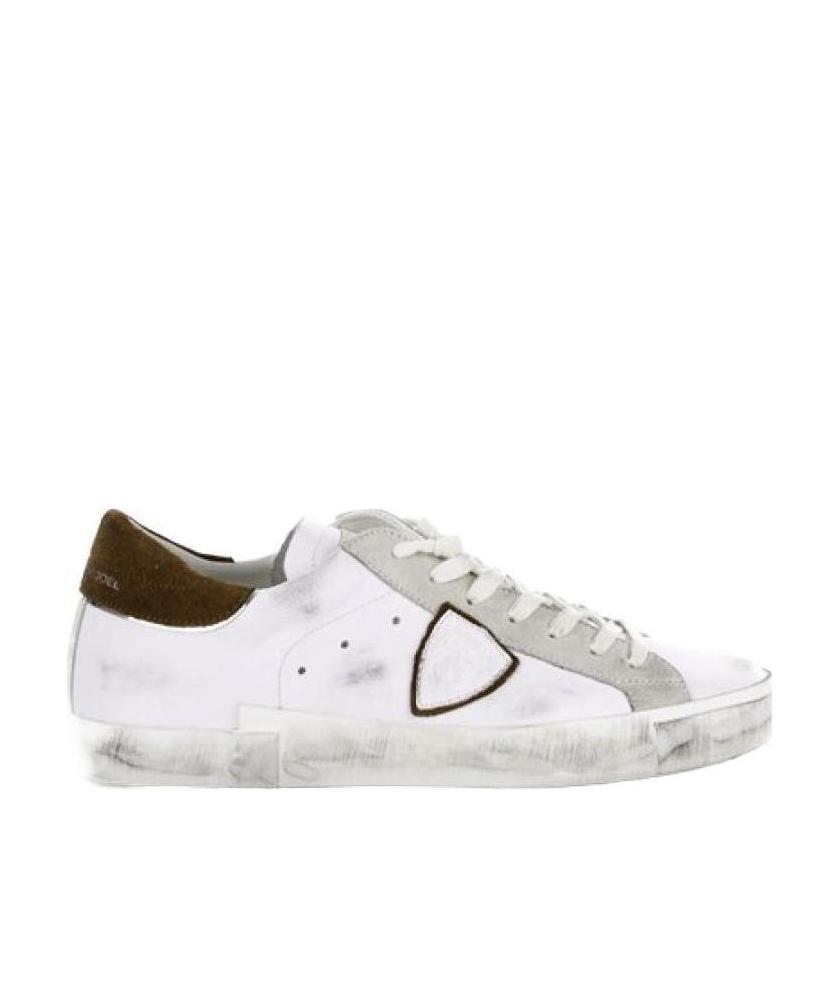 Philippe Model Parisx Sneakers In Leather With Contrasting Heel Tab In White