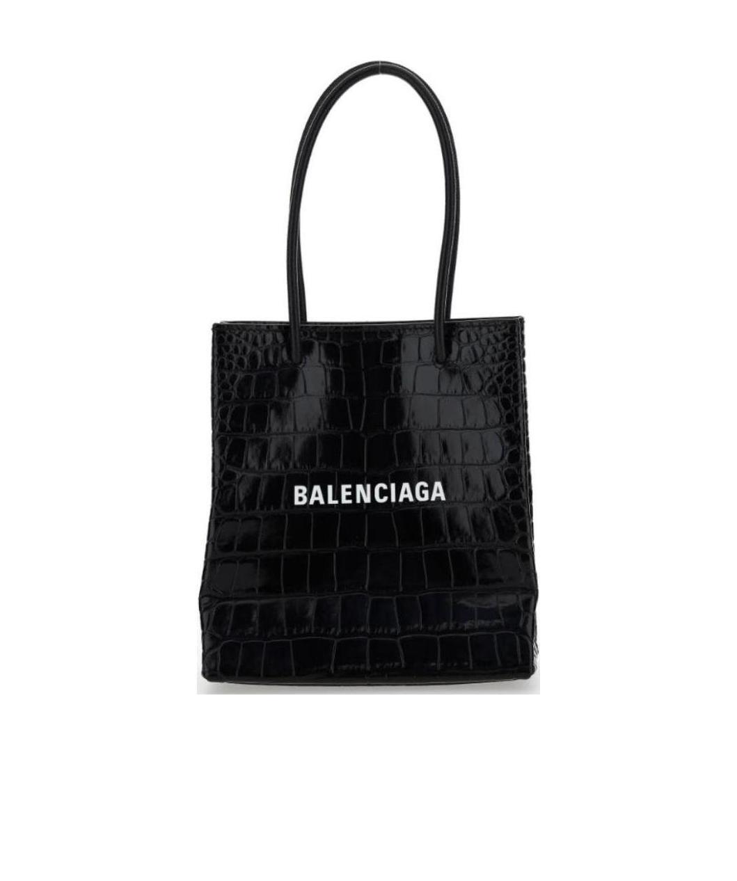 Balenciaga Xxs Shopping Embossed Emblem Handbag In Black