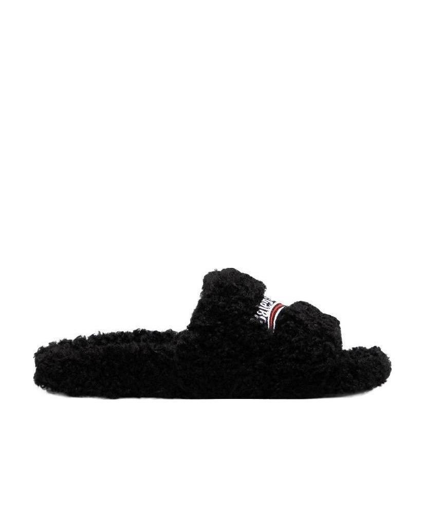 BALENCIAGA SANDALI FURRY SLIDE DA DONNA IN NERO