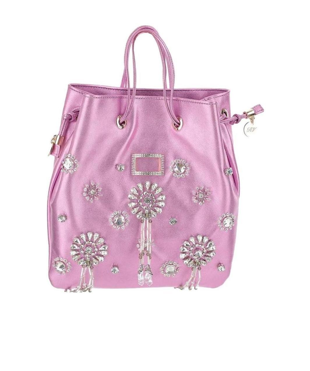 Roger Vivier Crystal Inlaid Handbag In Pink