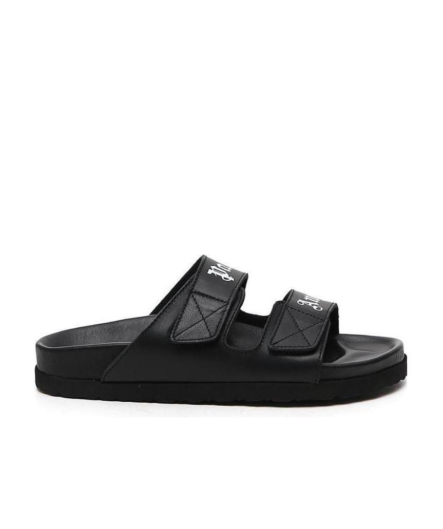 Palm Angels Logo-print Touch-strap Sandals In Black
