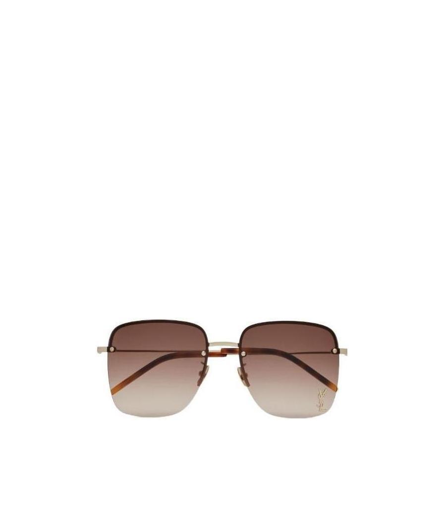 Saint Laurent Ysl Plaque Square Lens Sunglasses In Nude
