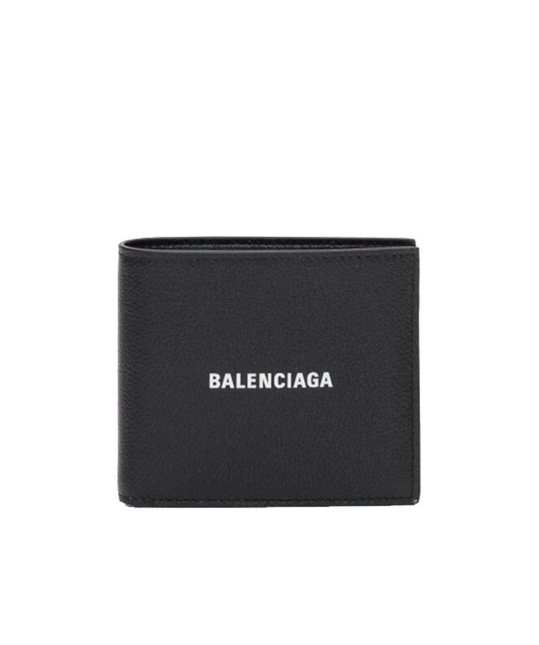 Balenciaga Black Wallet With Contrasting Logo Print In Leather Man In Black