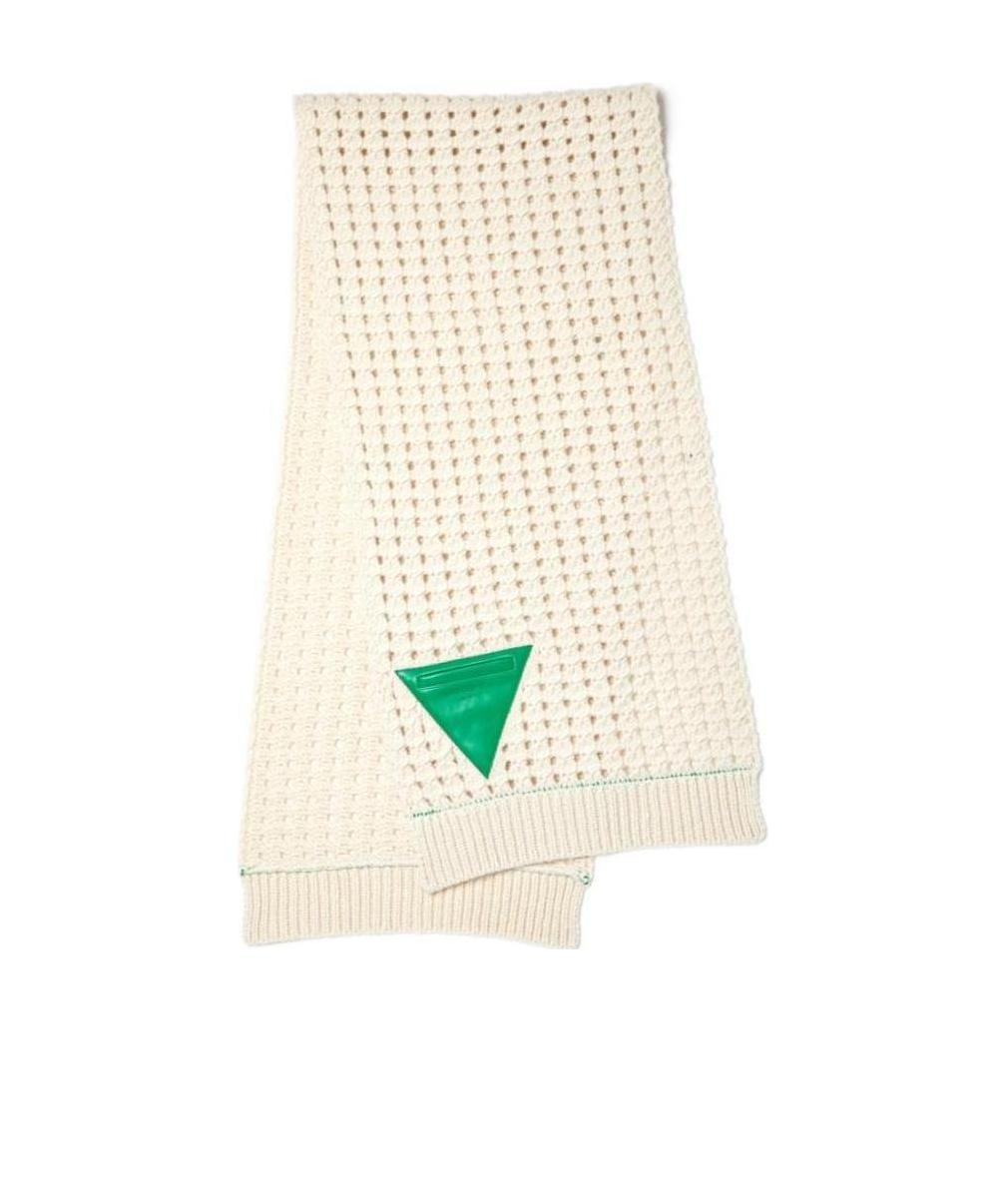 Bottega Veneta Patch-detail Pointelle-knit Scarf In White
