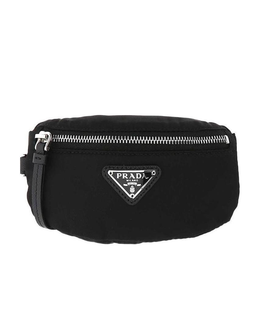 Prada Small Logo-plaque Pouch In Black