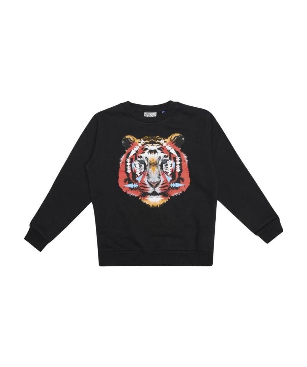 Marcelo Burlon County Of Milan Tiger-motif Cotton Sweatshirt In Black