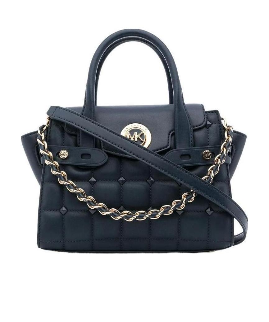Shop Michael Kors Carmen Extra-small Quilted Satchel Bag In Black