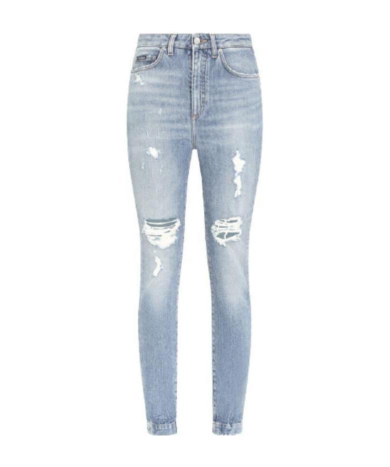 Dolce & Gabbana Audrey Cotton Ripped Jeans In Blue
