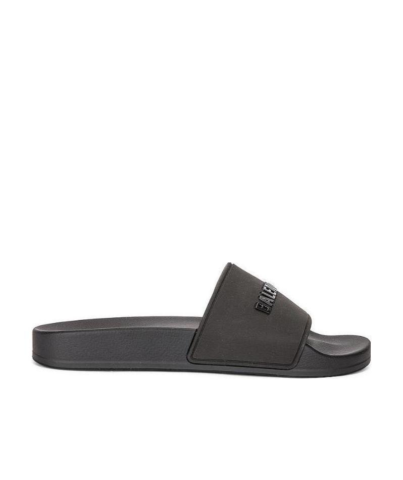 Balenciaga Logo Flip-flops In Black