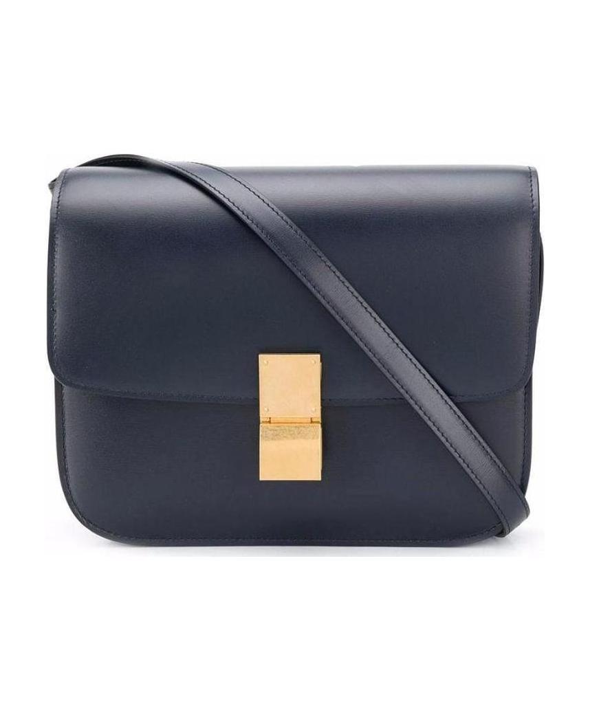 Celine Classic Medium Cow Leather Polished Shoulder Bag In Blue