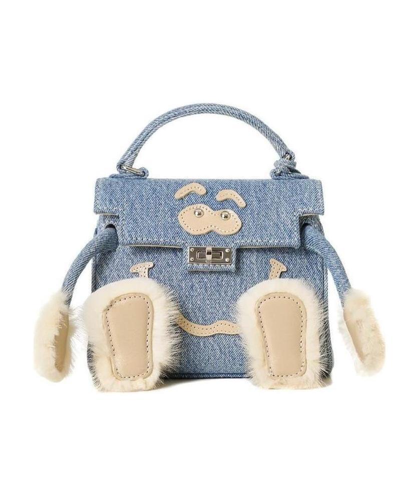 Readymade Denim Faux-fur Tote Bag In Nude