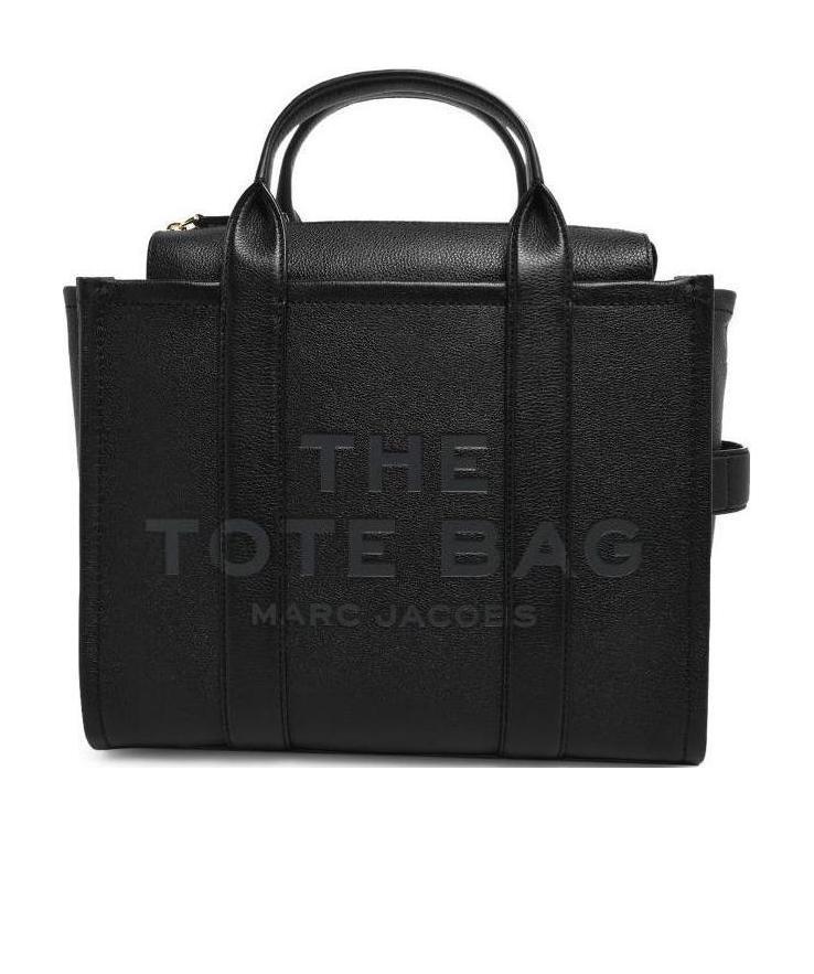 Marc Jacobs Grainy Leather Small Tote With Adjustable Shoulder Strap In Black