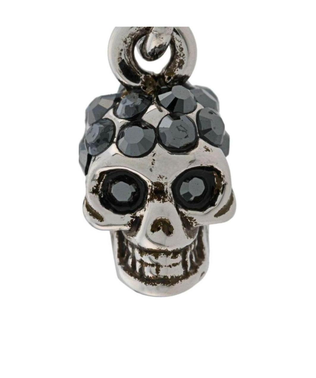 Alexander Mcqueen Crystal Embellished Skull Pendant Hoops In Black