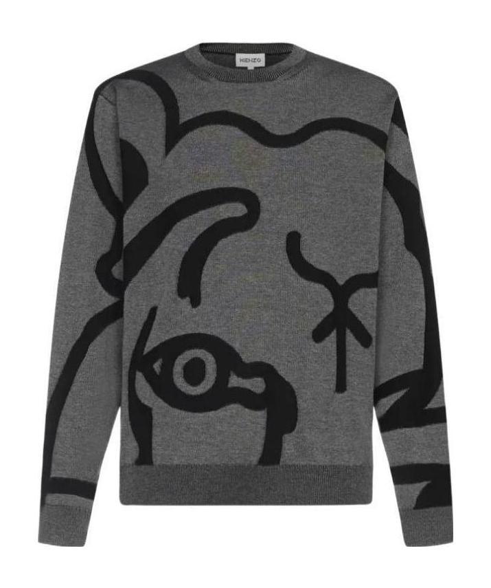 Kenzo Abstract Tiger-print Sweatshirt In Black