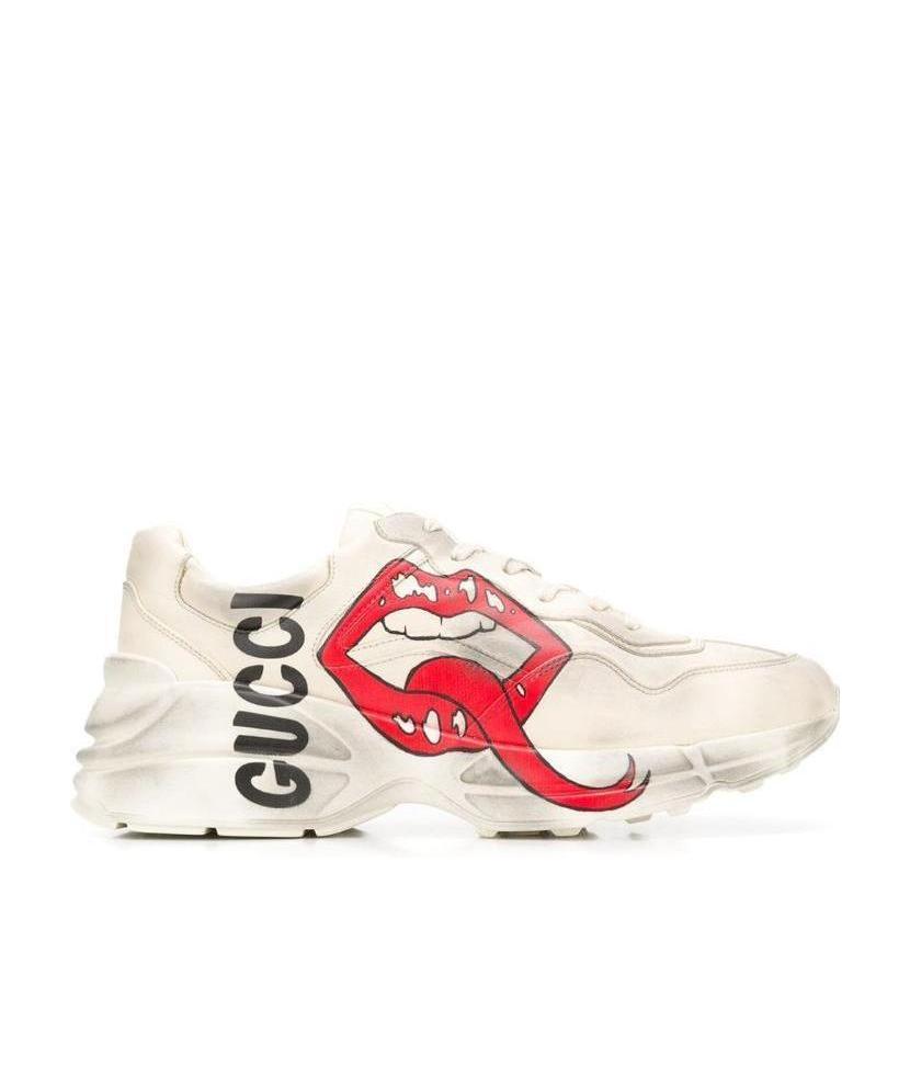 Gucci Rhyton Sneaker With Mouth Print In White