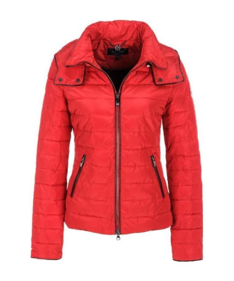 Shop Armani Jeans Logo Hooded Down Jacket In Red