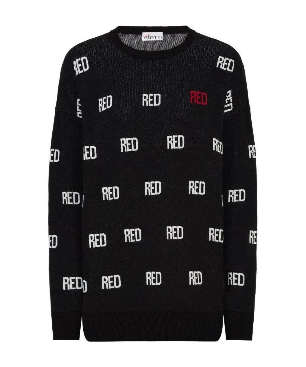 Red Valentino Logo Pattern Sweater In Black