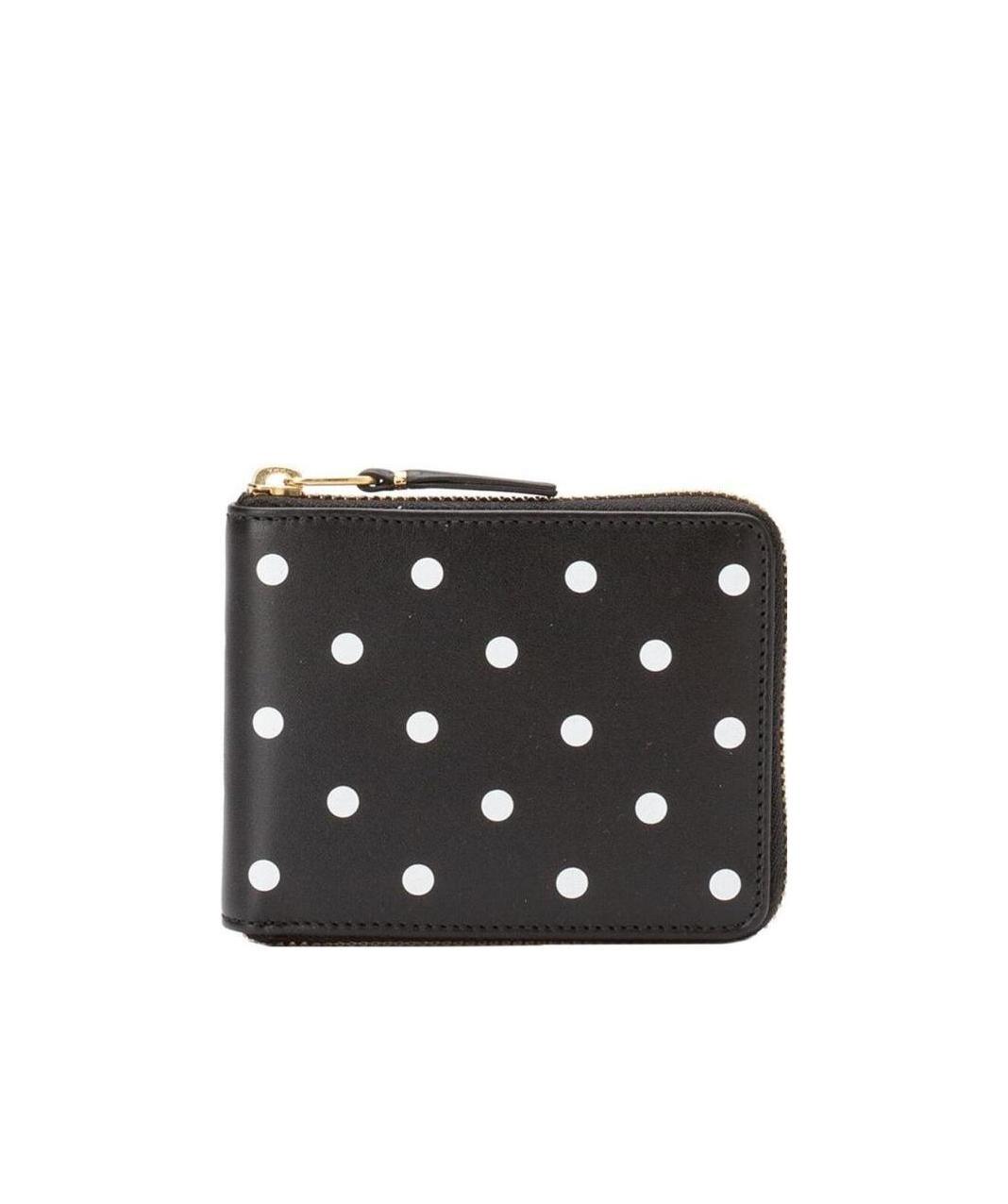 Comme Des Garçons Dots Printed Small Zip Around Wallet In Black