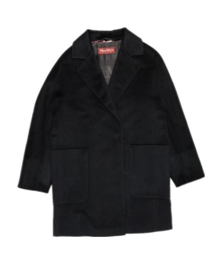 Max Mara Lapel Coat In Black