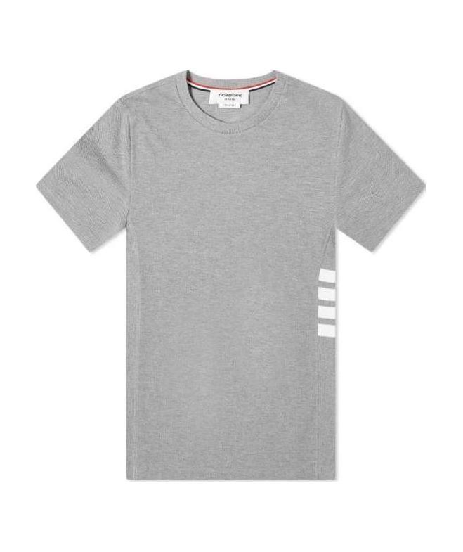 Thom Browne 4-bar Insert Piqué T-shirt In Gray