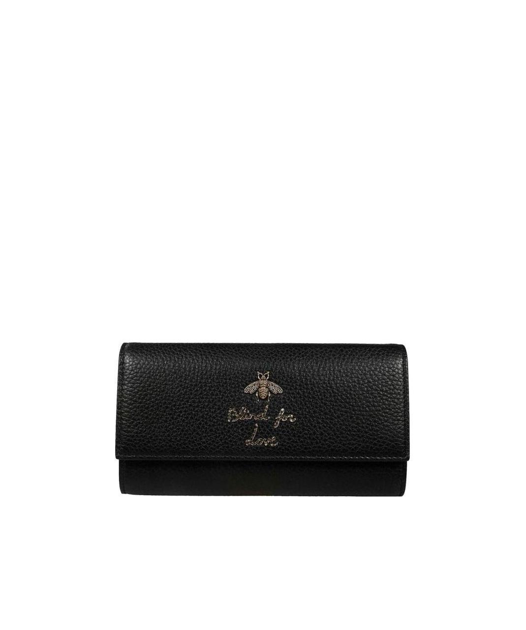 Gucci Animalier European Style Cowhide Purse In Black