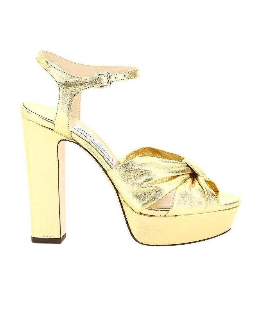 Jimmy Choo Sandali Heloise 120 In Pelle Metallizzata In Yellow
