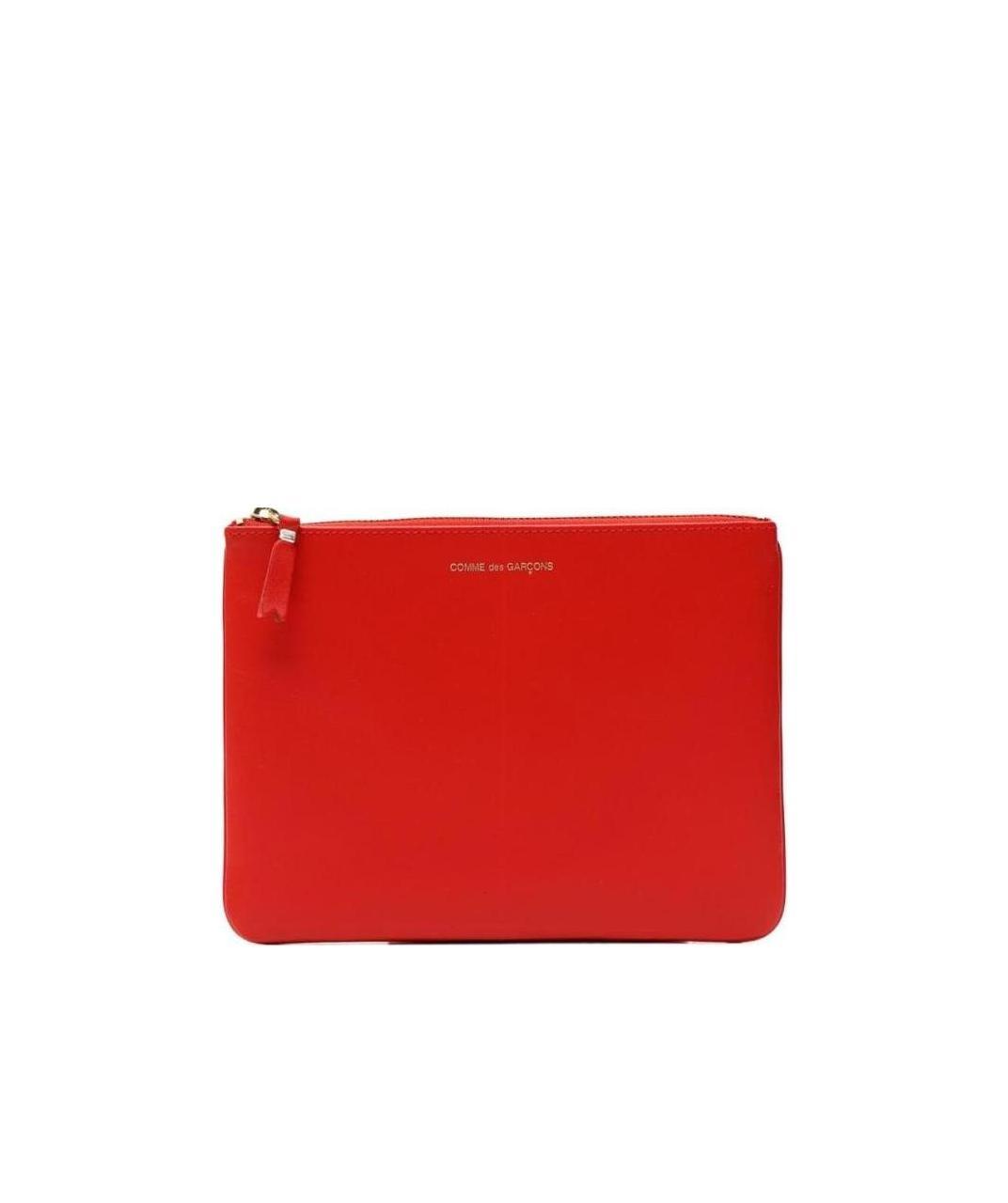 Comme Des Garçons Smooth Leather Pouch In Seven Words In Red