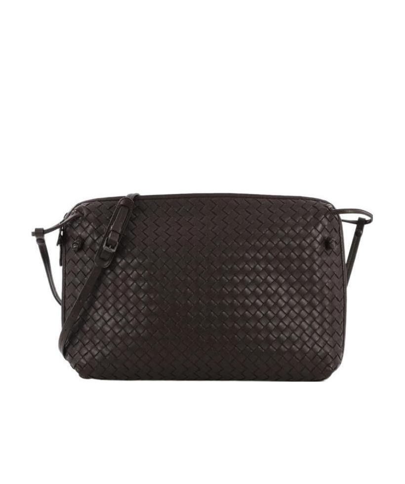 Shop Bottega Veneta Knitted Cross-body Bag In Brown