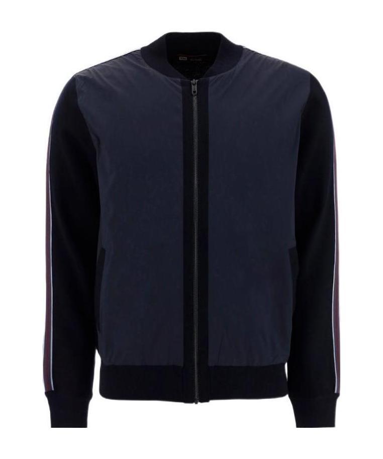 Shop Zegna Striped Wool Casual Jacket In Black