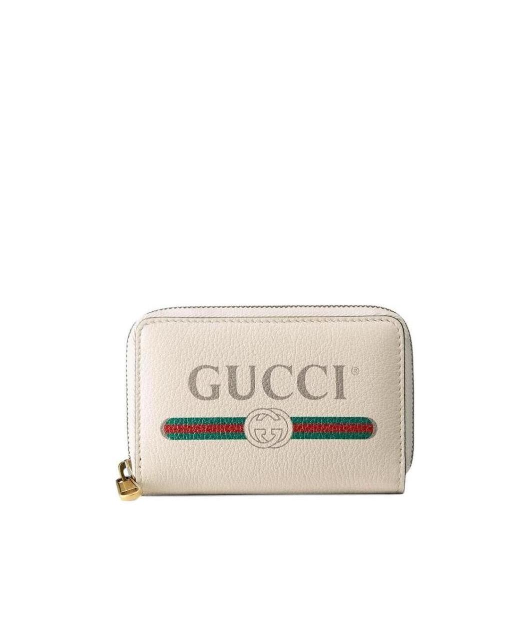 Gucci Print Leather Card Case In Nude