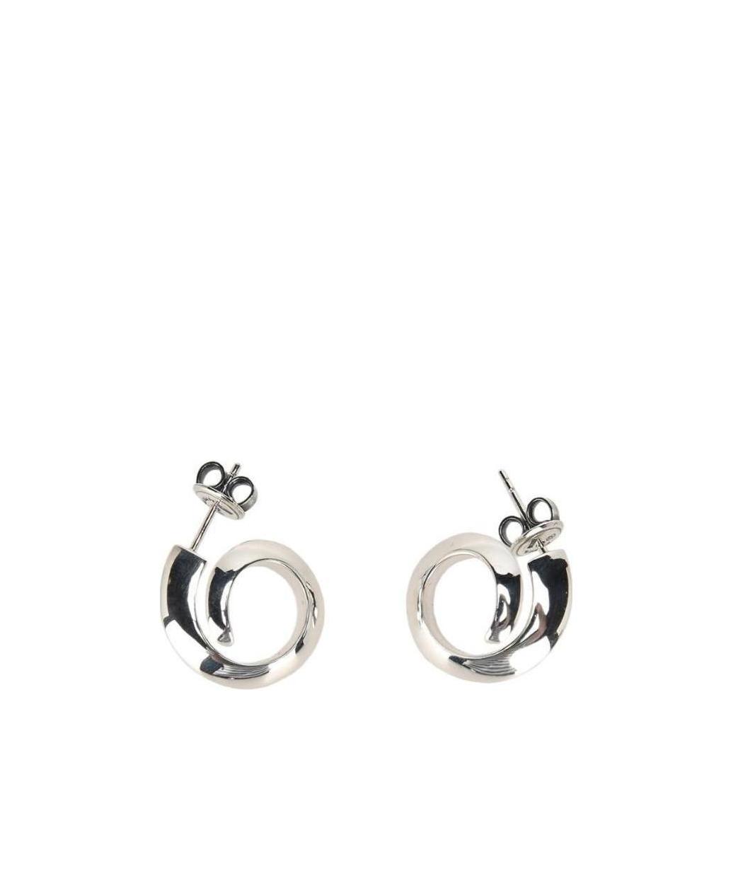 Bottega Veneta Coiled Hoop Earrings In Silver