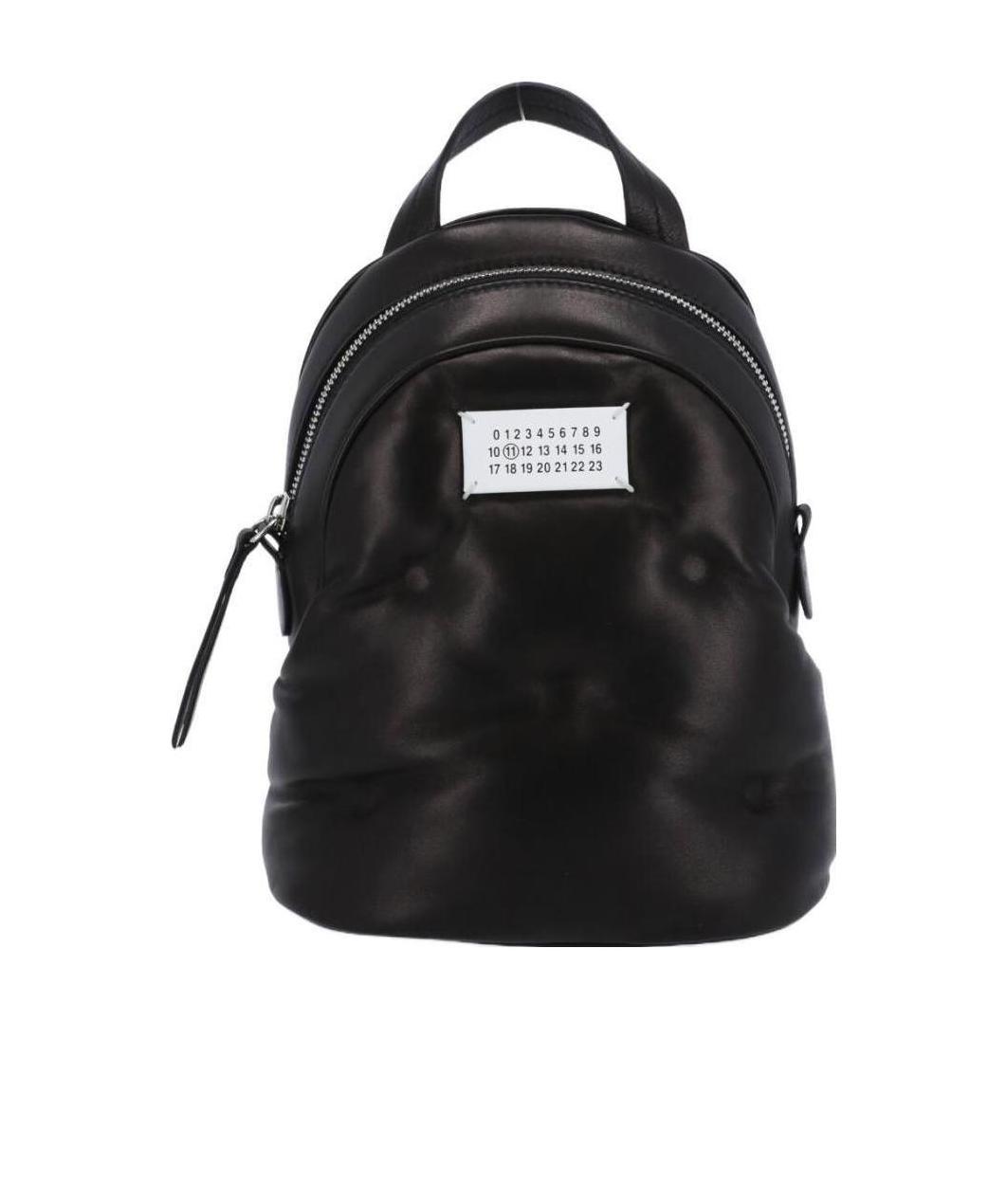 Maison Margiela Quilted Leather Mini Backpack With Front Pocket In Black