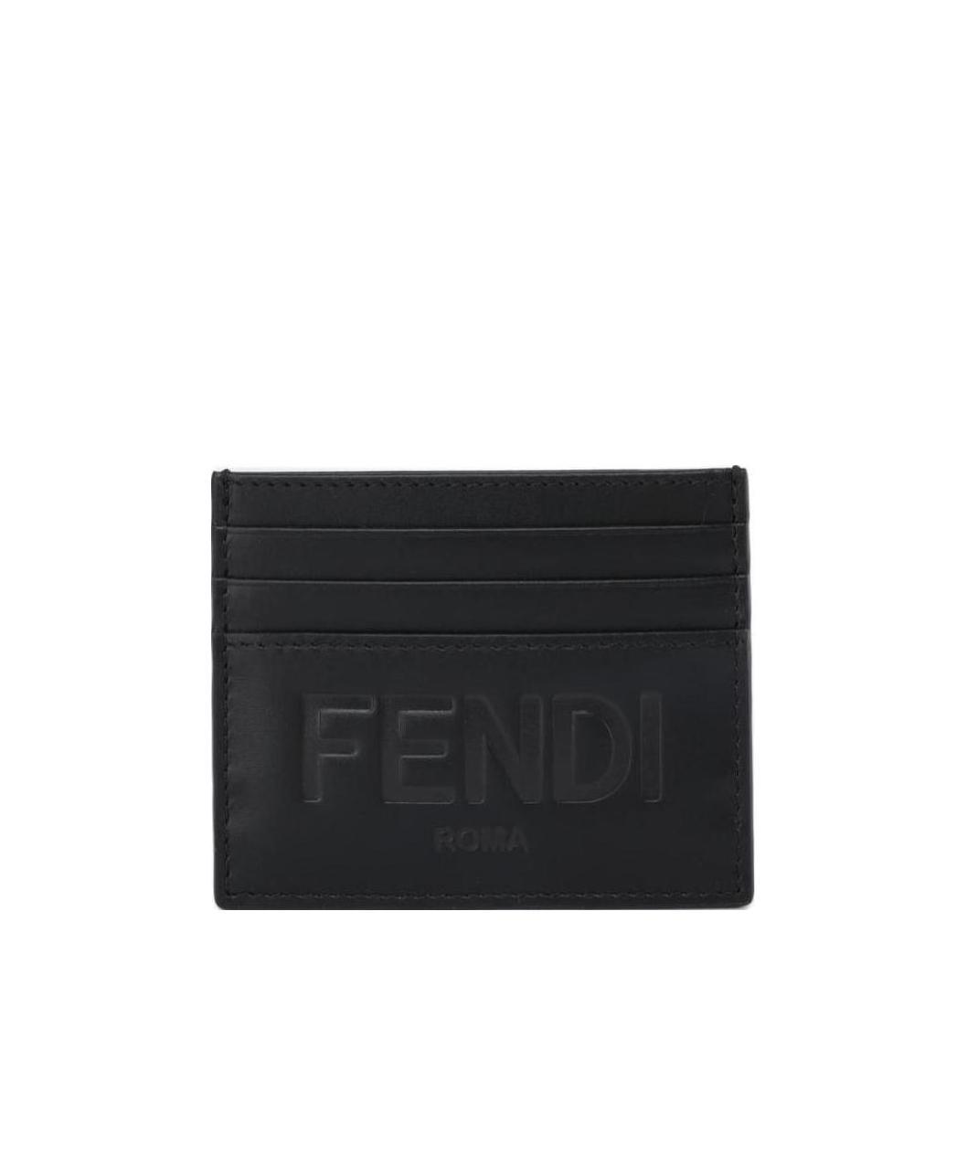 Fendi Debossed Logo Cardholder In Black