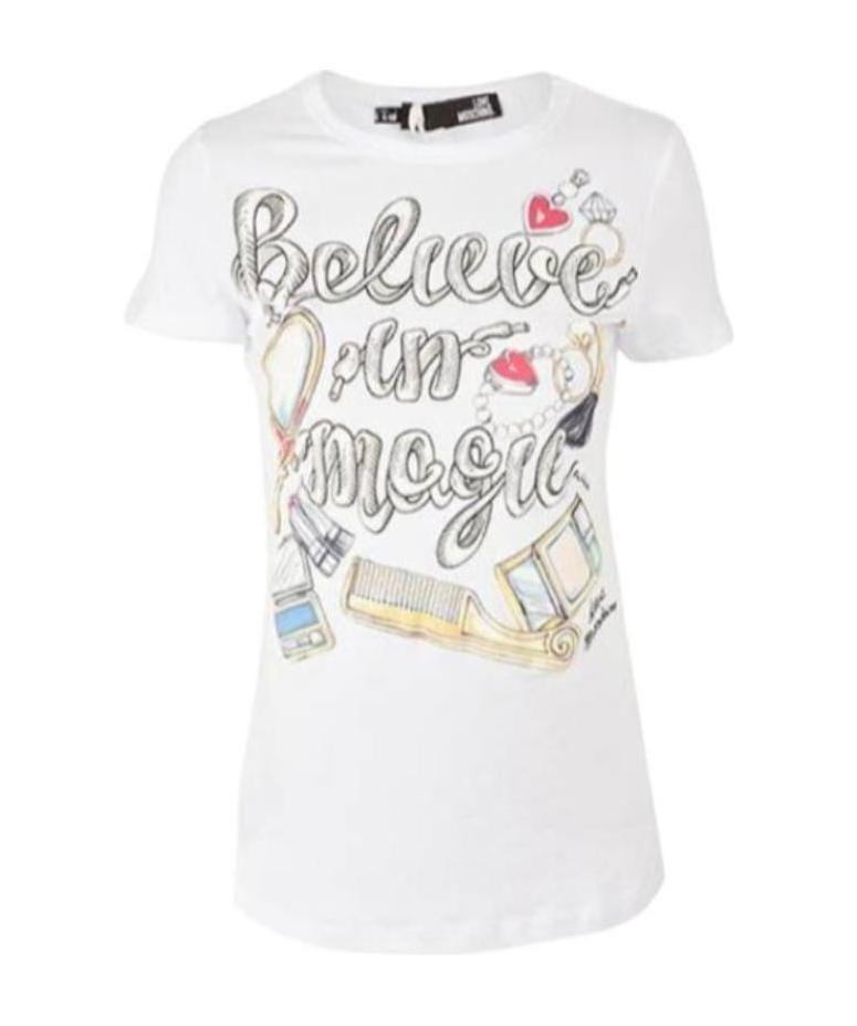 Moschino T-shirt With Round Neck And Short Sleeves In White