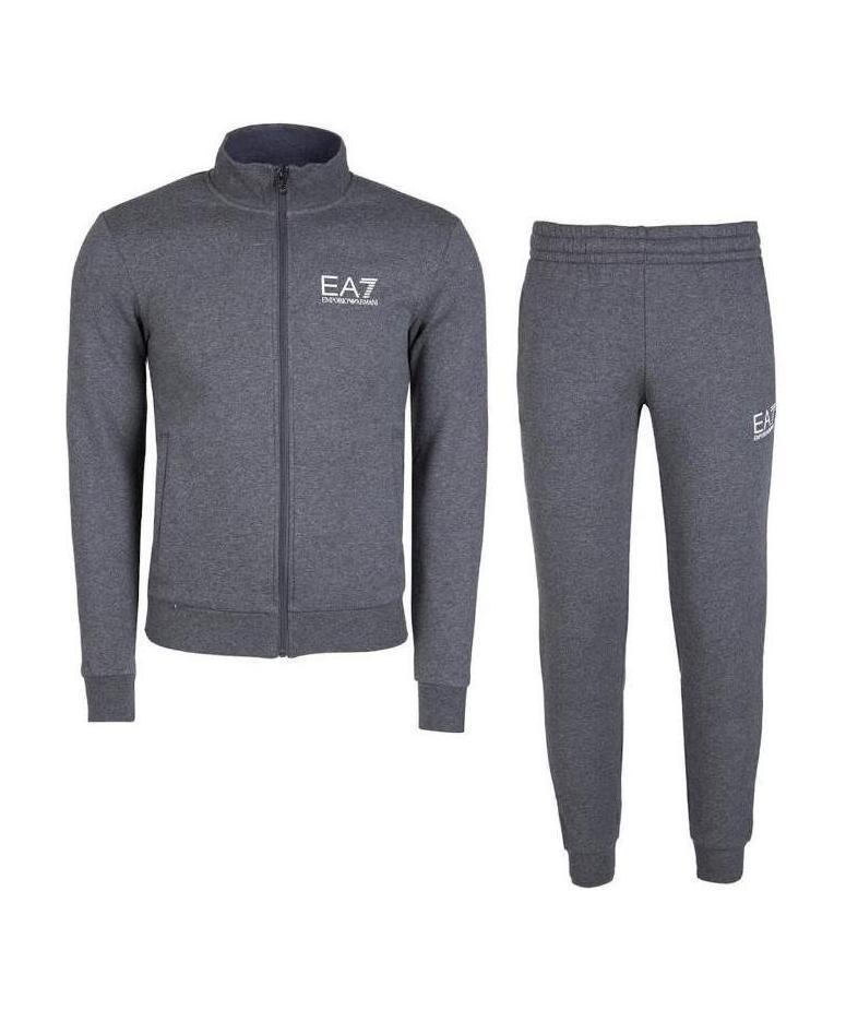 Ea7 Logo Printed Two-piece Sports Suit In Gray