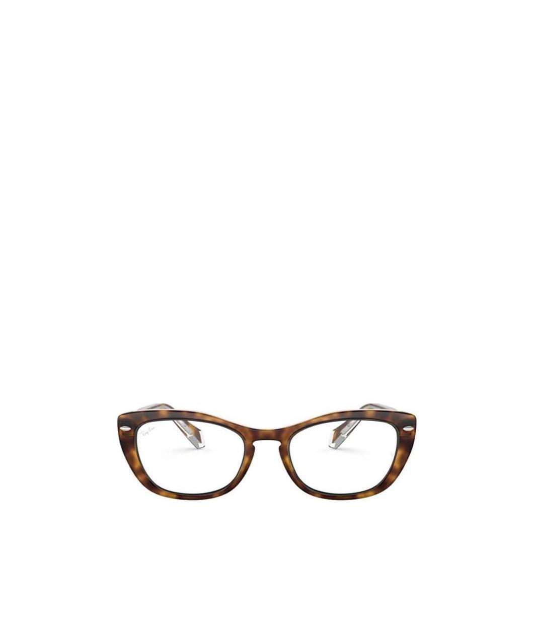 Ray Ban Logo Glasses In Brown
