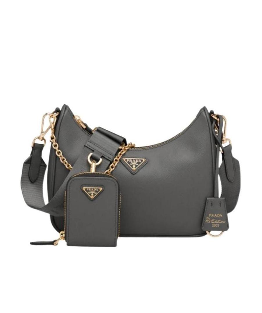 Prada 2005 Re-edition Saffiano Leather Shoulder Bag In Gray
