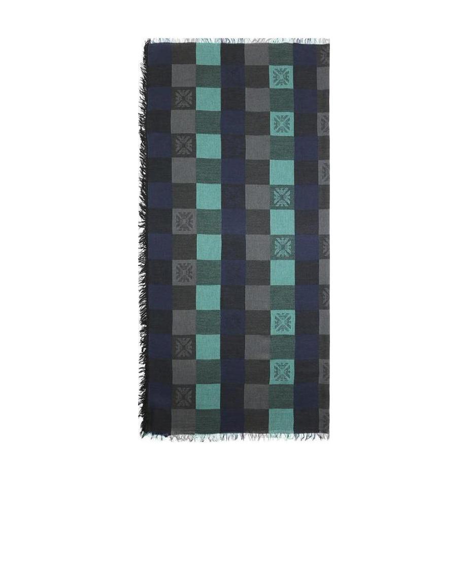 Emporio Armani Logo Checkered Scarf In Black