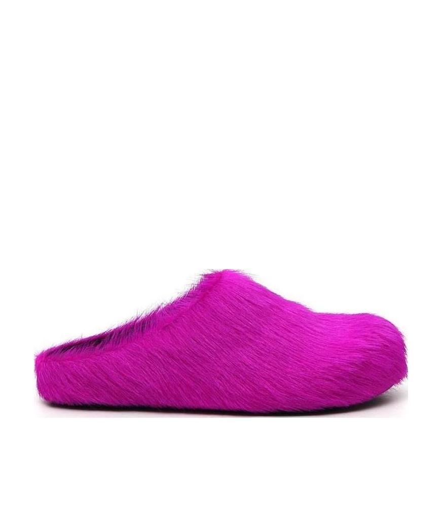 Marni Fluffy Open Back Slippers In Pink