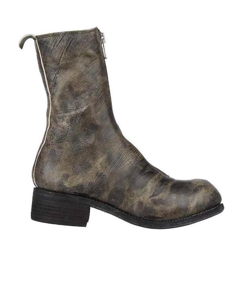 Guidi Pattern Front Zipper Boots In Black