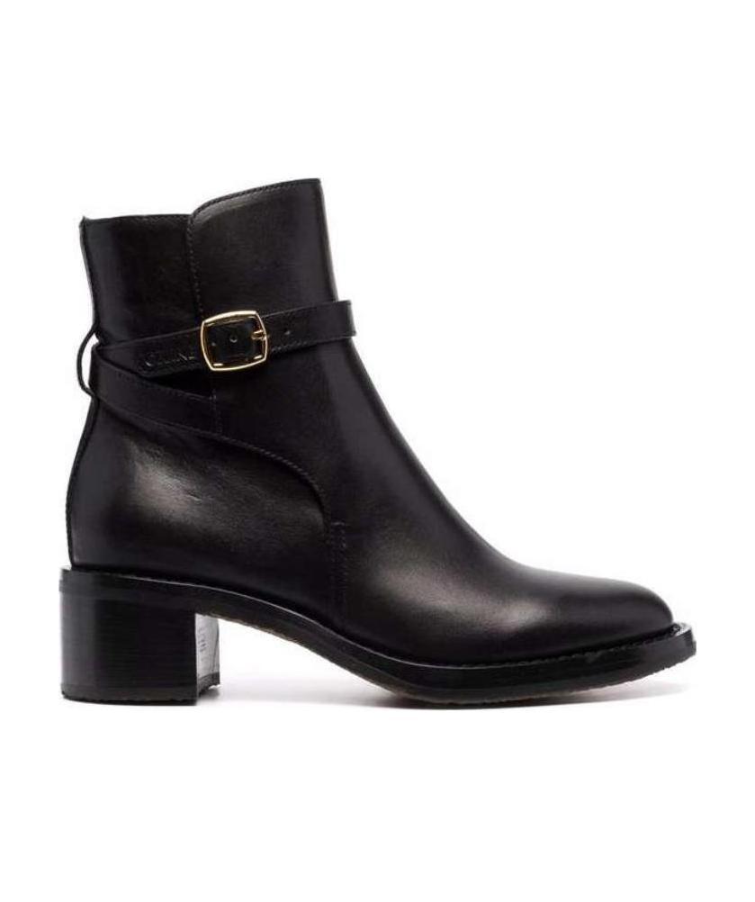 Celine Folco Round-headed Ankle Boots In Black