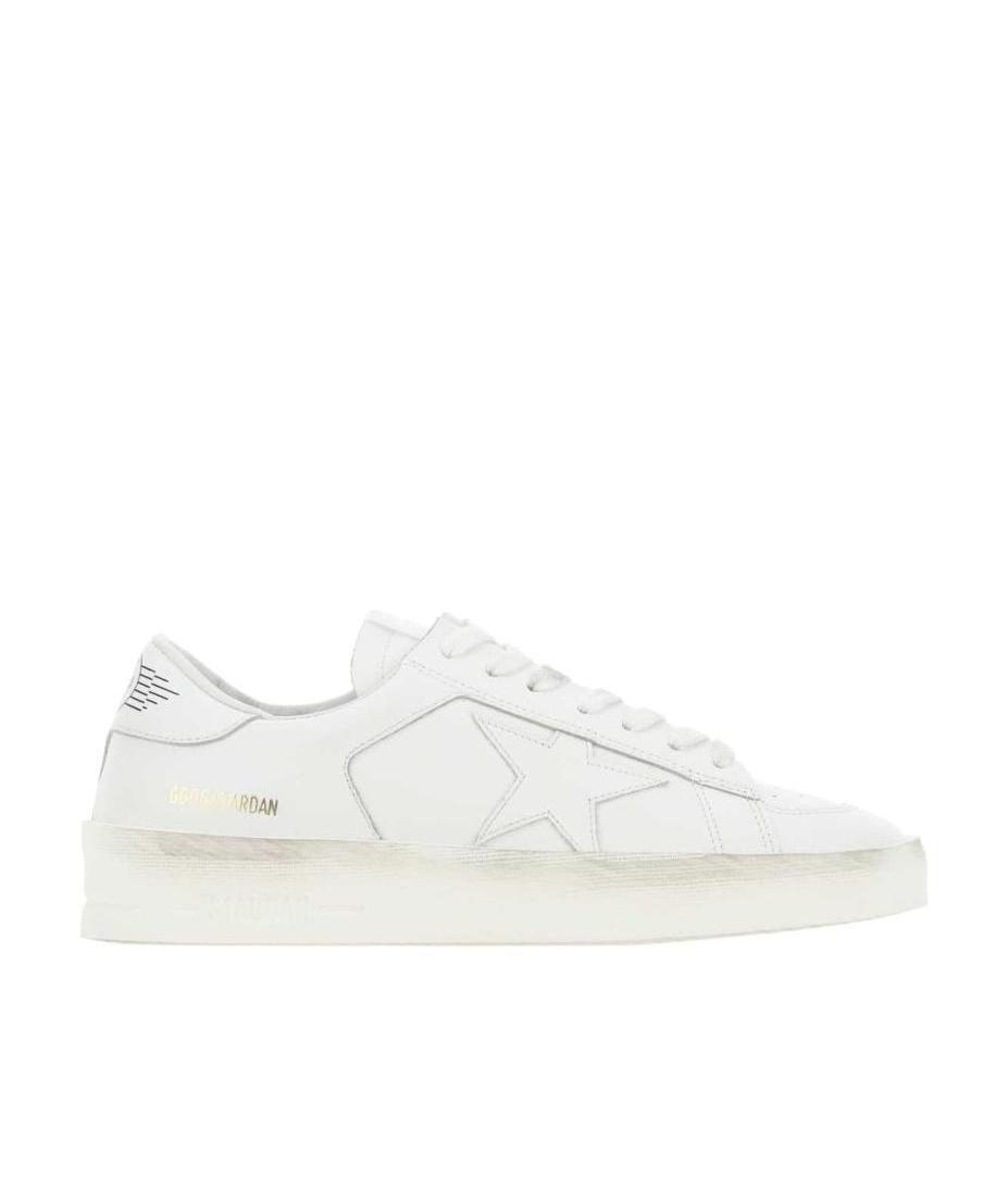 Golden Goose White Stardan Leather Sneakers With Star Motif In White