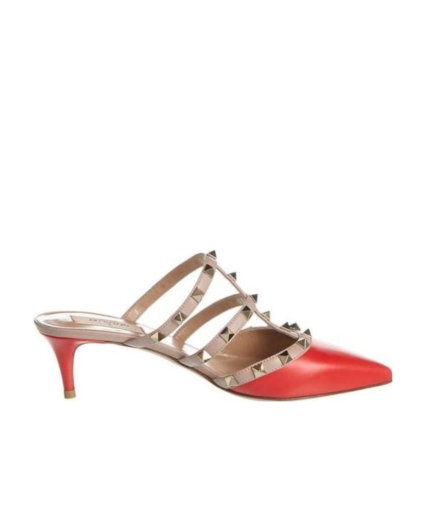 Valentino Rivet Muller High-heeled Sandals In Nude